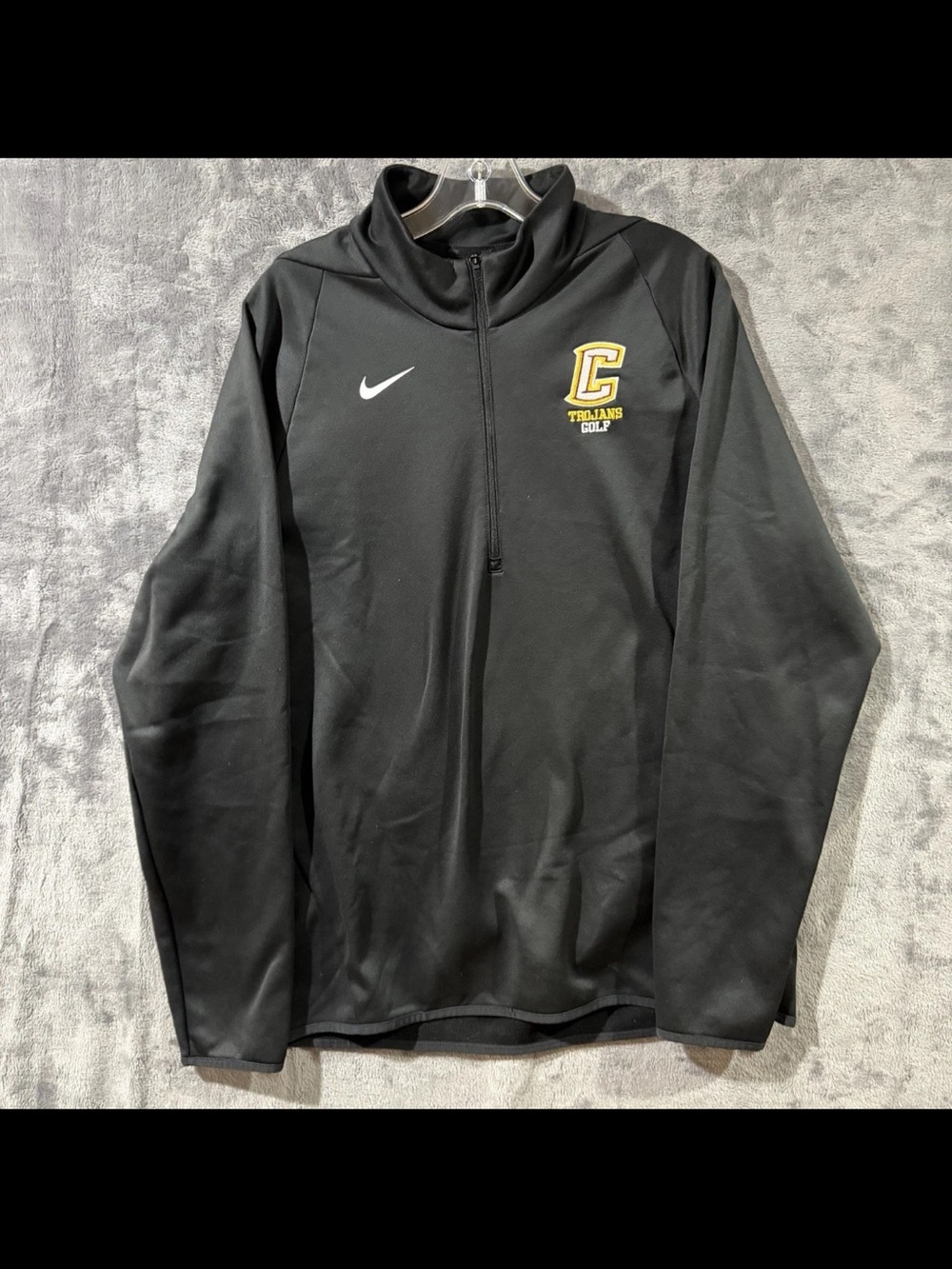 Nike Dri-FIT 1/2 Zip Pullover Black Trojan Golf [CN9492-010] Men’s Size Large